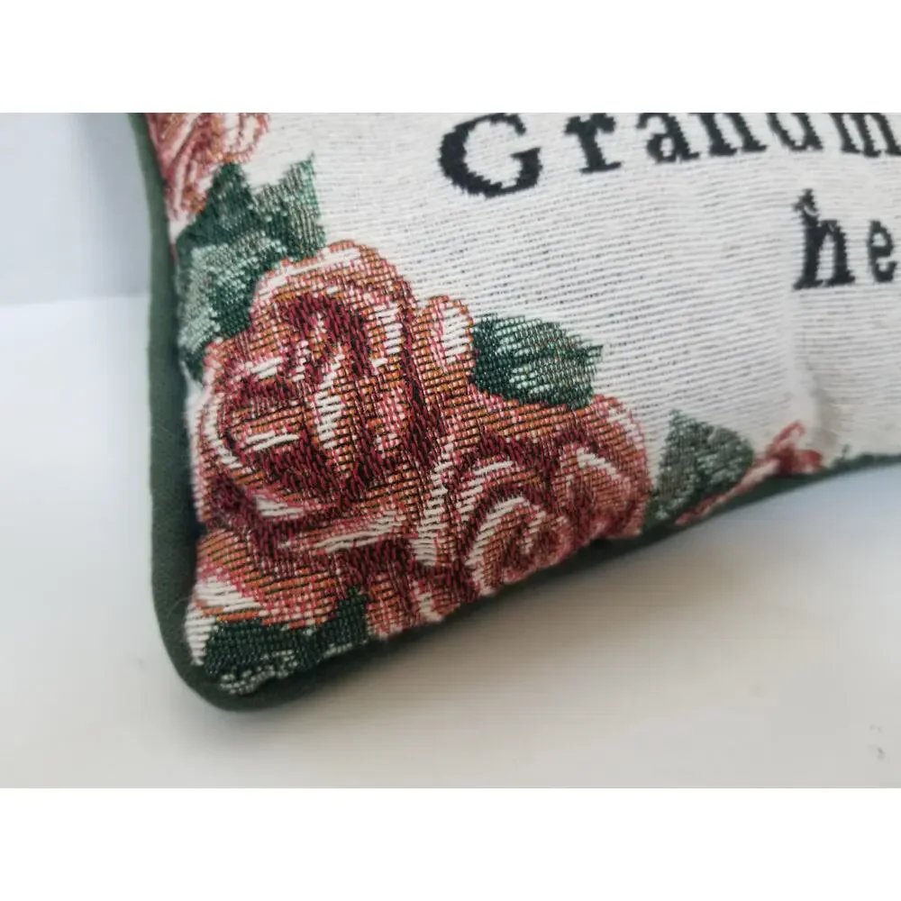 Decorative Throw Pillow Grandmother Small Green Floral Tapestry Heart